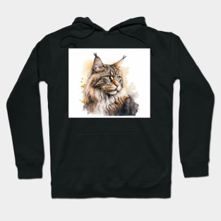 Maine Coon Cat Watercolour Painting Hoodie